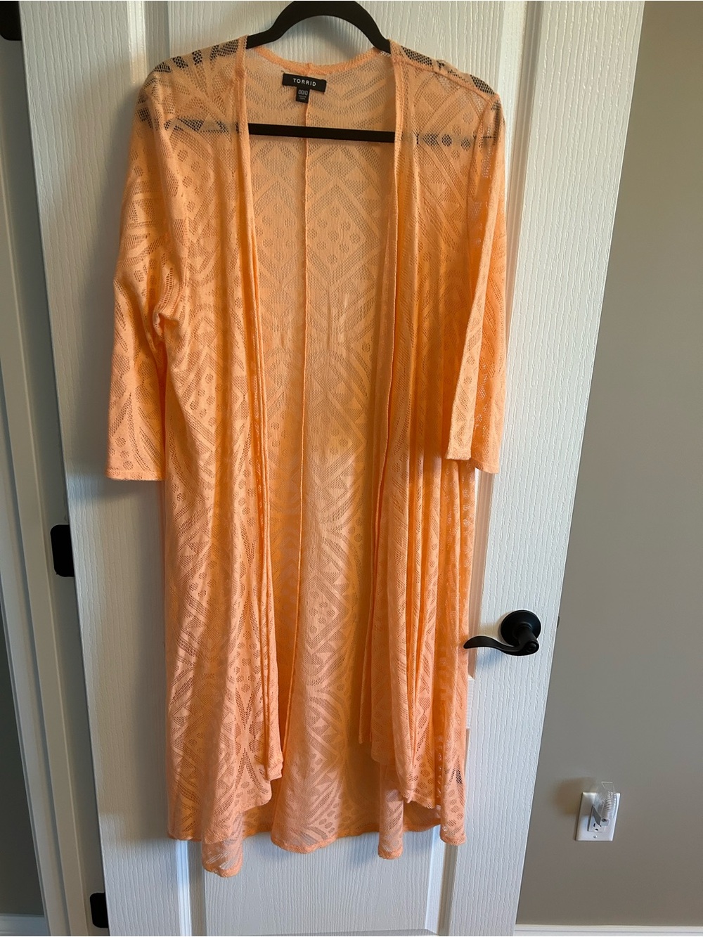 torrid Peach Lace Open-Front Kimono Cardigan